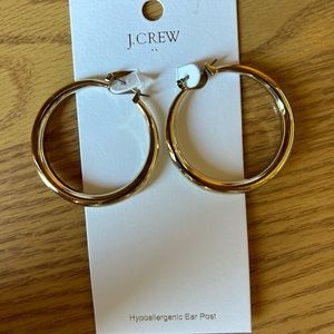 J Crew New gold color hoops 1 1/2” wide